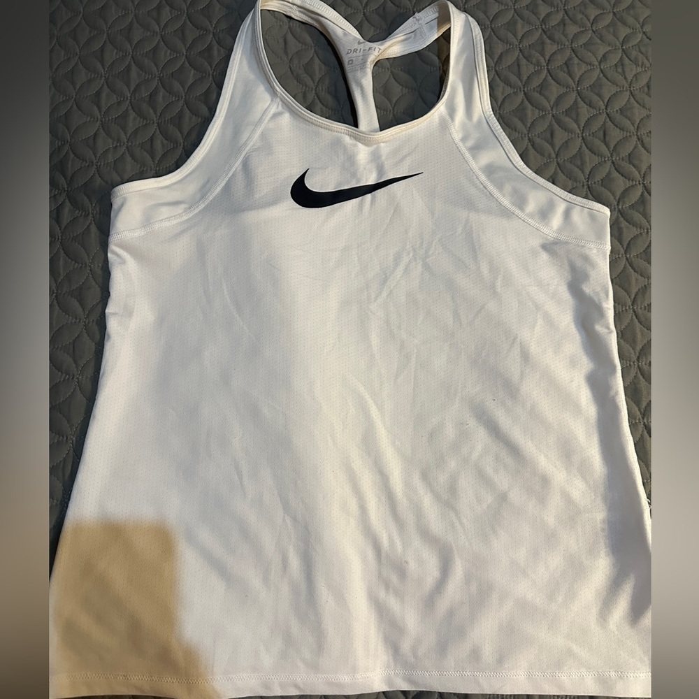 Nike Women's White and Black Tank Top